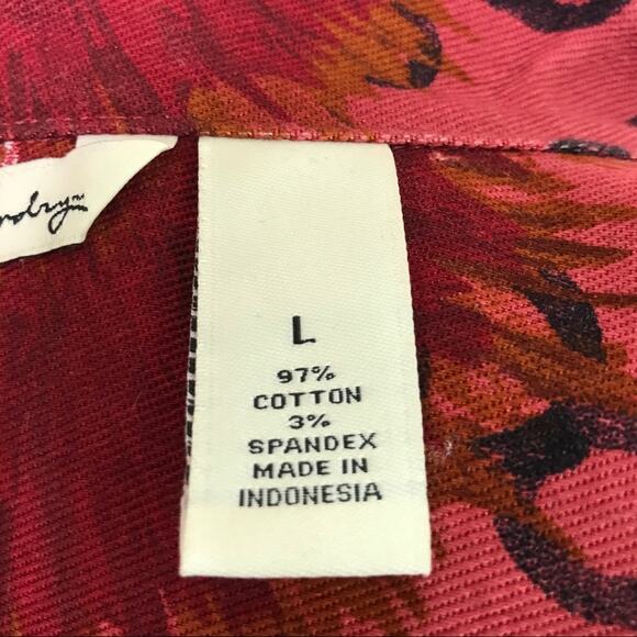 French Laundry Size Large Floral Printed Denim Jacket Pockets Fitted - Picture 15 of 15